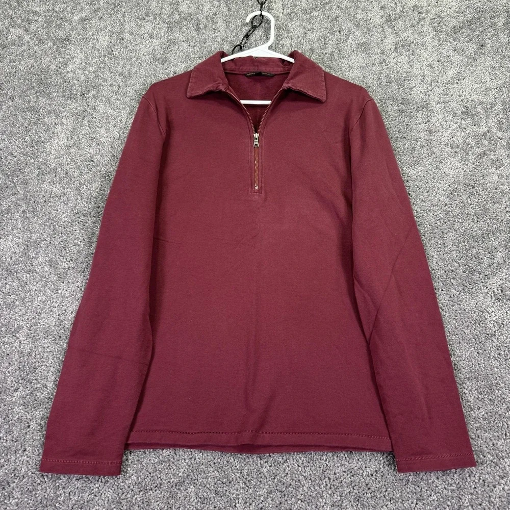 Banana Republic Shirt Mens Medium Red 1/4 Zip Collared Stretch Polo Casual